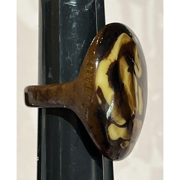 Dark Blue Tagua Nut Ring Sustainable Vegan Ivory Handmade Boho Organic Sz 7 - Picture 6 of 9
